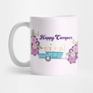 Happy Camper - Retro Trailer with Flowers Mug